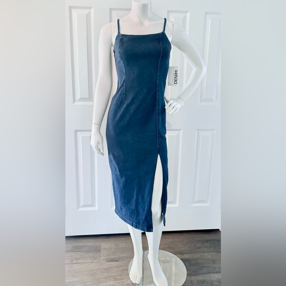 Dynamite Blue Debim Stretch Midi Dress - New with tags